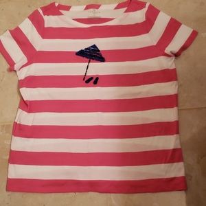 Talbots pink/white striped tee